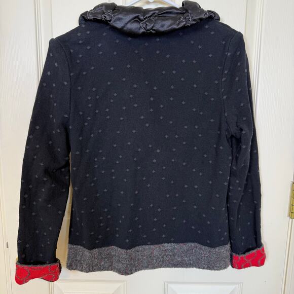 Blue Willi’s Ruffle Collar Cardigan 100% Cotton Polka Dot Knit Size M Artsy Fun - Picture 3 of 7